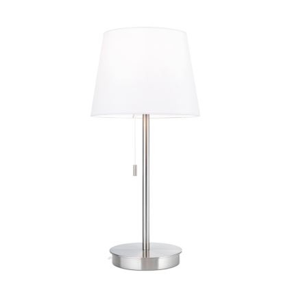 Pöytävalaisin USB-portilla LUDWIG 1xE27/40W/230V 50 cm valkoinen/mattakromi