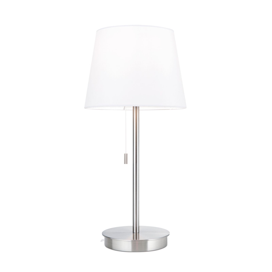 Pöytävalaisin USB-portilla LUDWIG 1xE27/40W/230V 50 cm valkoinen/mattakromi