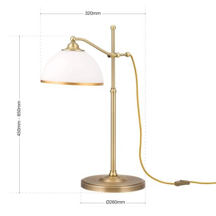 Pöytävalaisin OLD LAMP 1xE27/40W/230V 65 cm valkoinen/pronssi