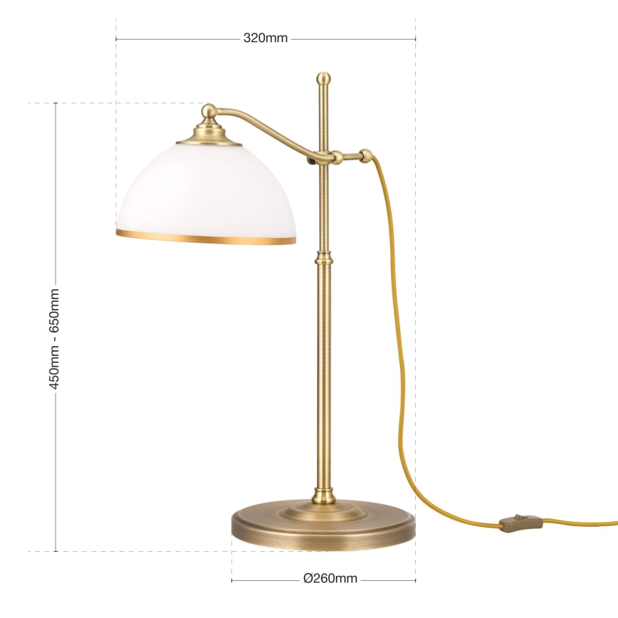 Pöytävalaisin OLD LAMP 1xE27/40W/230V 65 cm valkoinen/pronssi