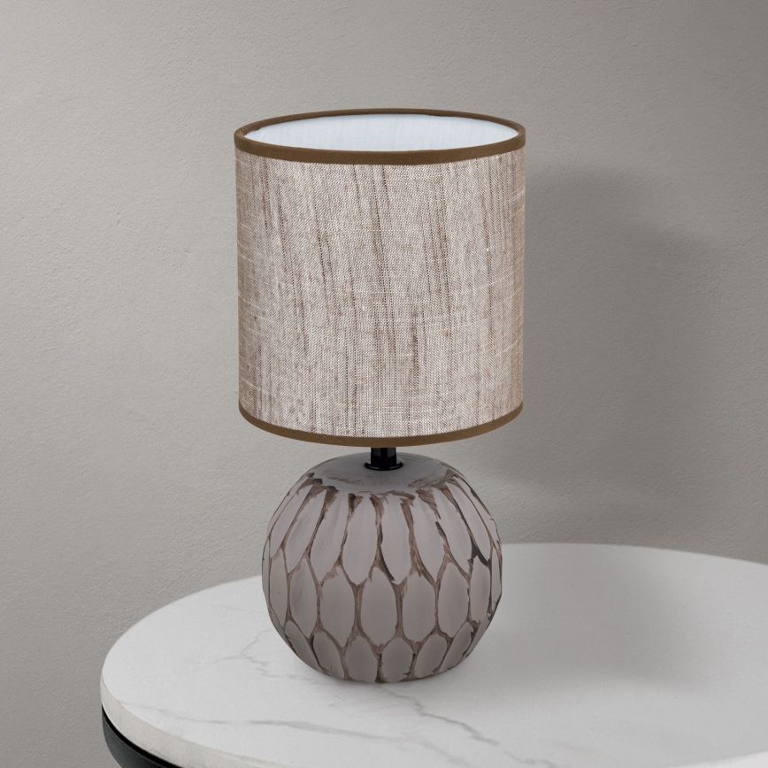 Pöytävalaisin PINIA 1xE14/25W/230V keramiikka beige/harmaa