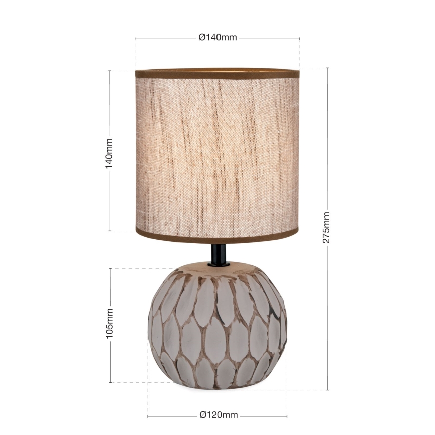 Pöytävalaisin PINIA 1xE14/25W/230V keramiikka beige/harmaa