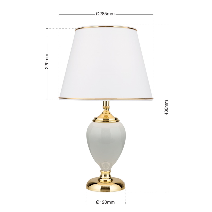 Pöytävalaisin OVUM 1xE27/40W/230V 48 cm keramiikka valkoinen/kulta