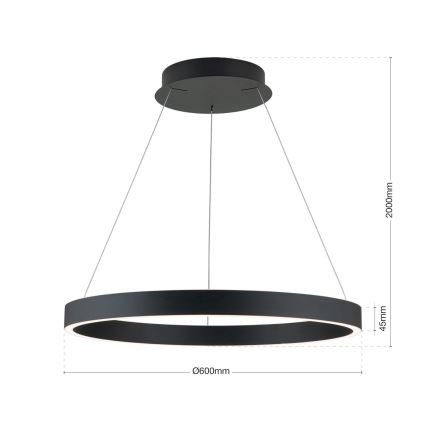 LED-himmennettävä riippuvalaisin vaijerilla KOLK LED/60W/230V 2700/3000/4000K halkaisija 60 cm musta