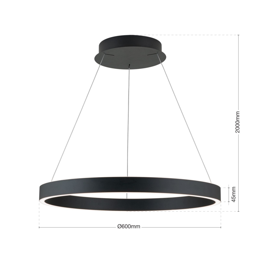 LED-himmennettävä riippuvalaisin vaijerilla KOLK LED/60W/230V 2700/3000/4000K halkaisija 60 cm musta