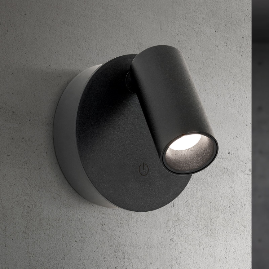 Himmennettävä ladattava kosketusohjattu LED-seinäspotti LUXY LED/1W/5V 2200 mAh 2700/3000/4000K musta