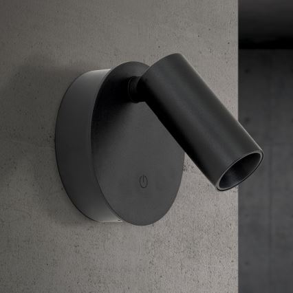 Himmennettävä ladattava kosketusohjattu LED-seinäspotti LUXY LED/1W/5V 2200 mAh 2700/3000/4000K musta