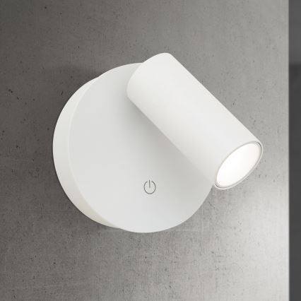 LED-himmennettävä ladattava kosketusohjattu seinään asennettava kohdevalaisin LUXY LED/1W/5V 2200 mAh 2700/3000/4000K valkoinen