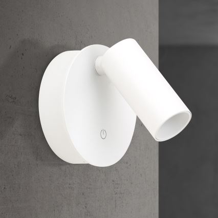 LED-himmennettävä ladattava kosketusohjattu seinään asennettava kohdevalaisin LUXY LED/1W/5V 2200 mAh 2700/3000/4000K valkoinen