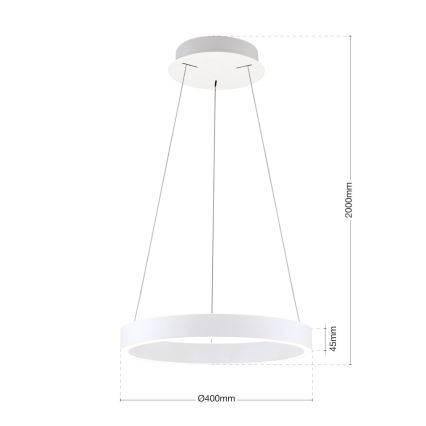 himmennettävä LED-riippuvalaisin kaapelilla KOLK LED/40W/230V 2700/3000/4000K Ø 40 cm valkoinen