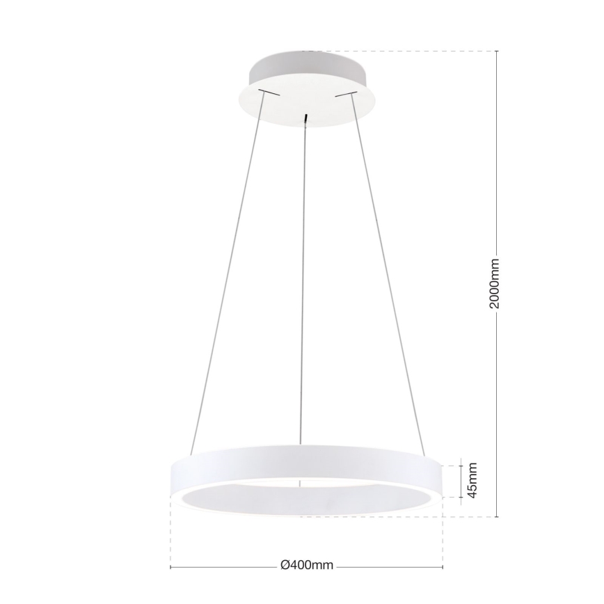 himmennettävä LED-riippuvalaisin kaapelilla KOLK LED/40W/230V 2700/3000/4000K Ø 40 cm valkoinen