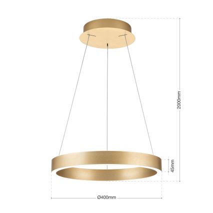 KOLK himmennettävä LED-riippuvalaisin vaijerilla LED/40W/230V 2700/3000/4000K halkaisija 40 cm kultainen