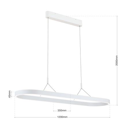 LED-riippuvalaisin vaijerilla CARRARA LED/80W/230V 2700/3000/4000K valkoinen