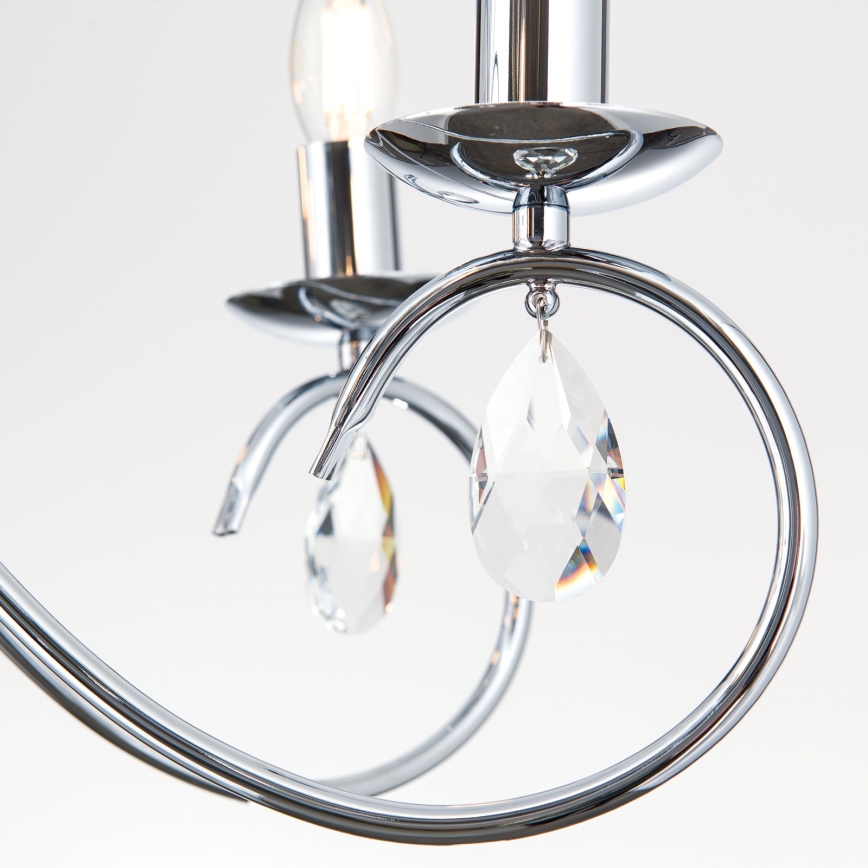 Kristalli-ketjukattokruunu ALESSIA 5xE14/40W/230V kiiltävä kromi