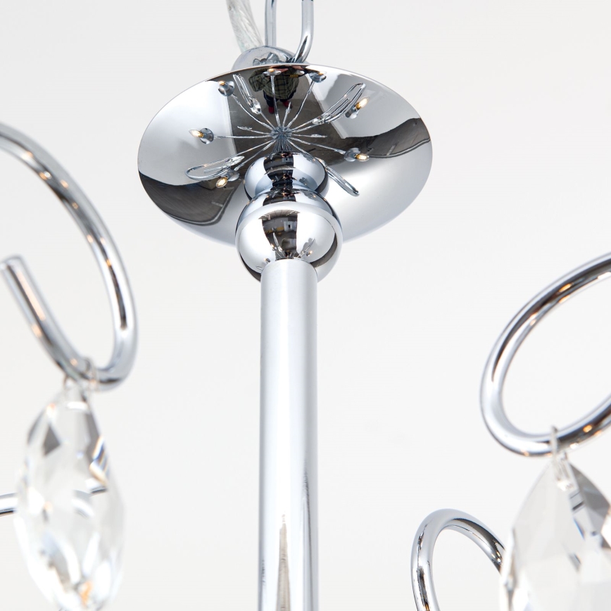 Kristalli-ketjukattokruunu ALESSIA 5xE14/40W/230V kiiltävä kromi