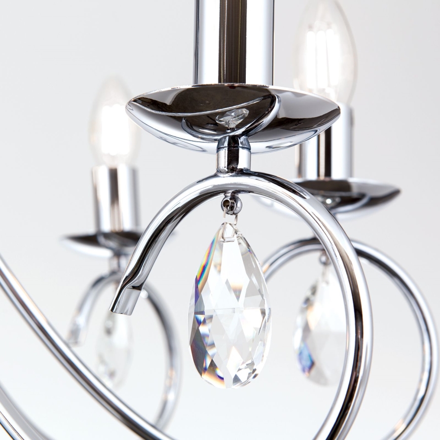 Kristalli-ketjukattokruunu ALESSIA 8xE14/40W/230V kiiltävä kromi