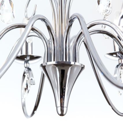 Kristalli-ketjukattokruunu ALESSIA 8xE14/40W/230V kiiltävä kromi