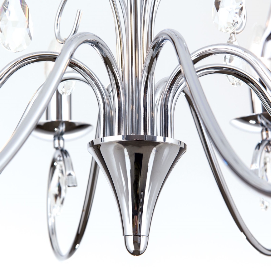 Kristalli-ketjukattokruunu ALESSIA 8xE14/40W/230V kiiltävä kromi