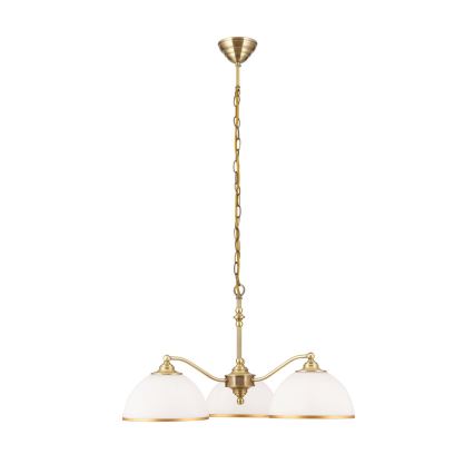 Kattokruunu ketjussa OLD LAMP 3xE27/40W/230V halkaisija 65 cm valkoinen/messinki