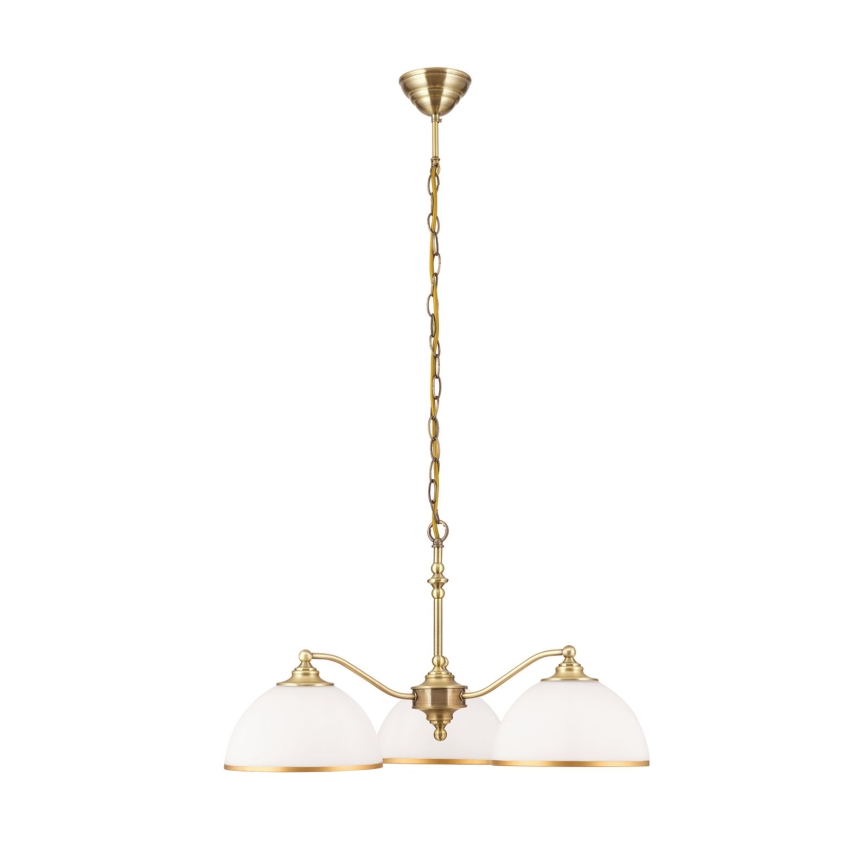 Kattokruunu ketjussa OLD LAMP 3xE27/40W/230V halkaisija 65 cm valkoinen/messinki