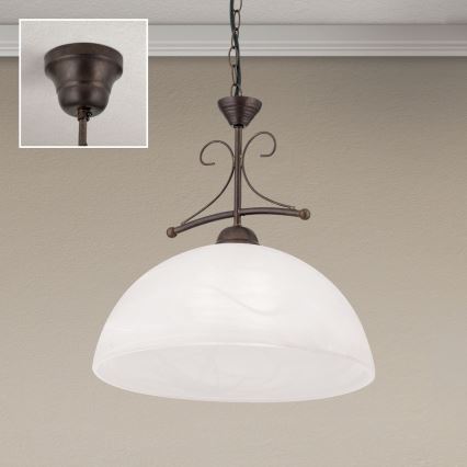 RULA-kattokruunu ketjulla 1xE27/40W/230V halkaisija 35 cm valkoinen/pronssi