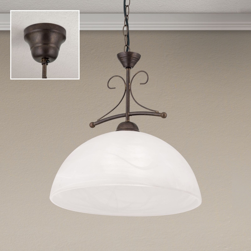 RULA-kattokruunu ketjulla 1xE27/40W/230V halkaisija 35 cm valkoinen/pronssi