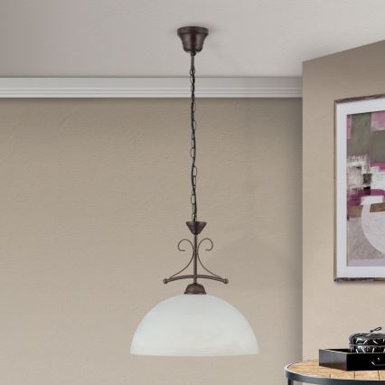 RULA-kattokruunu ketjulla 1xE27/40W/230V halkaisija 35 cm valkoinen/pronssi