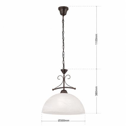 RULA-kattokruunu ketjulla 1xE27/40W/230V halkaisija 35 cm valkoinen/pronssi