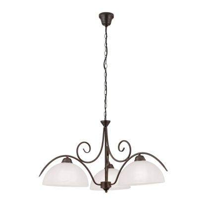 RULA-riippuvalaisin ketjulla 3xE27/40W/230V halkaisija 70 cm valkoinen/pronssi