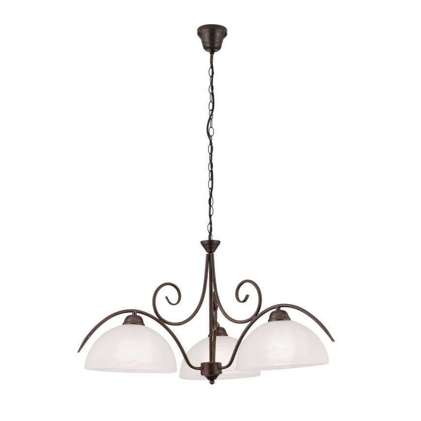 RULA-riippuvalaisin ketjulla 3xE27/40W/230V halkaisija 70 cm valkoinen/pronssi