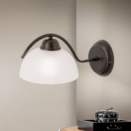 Seinävalaisin RULA 1xE27/40W/230V valkoinen/pronssi