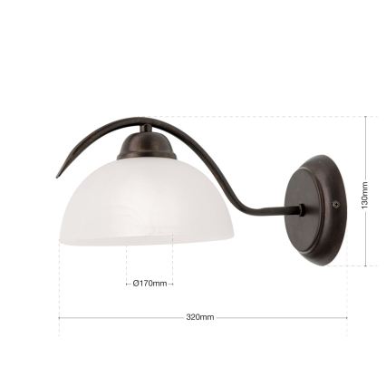 Seinävalaisin RULA 1xE27/40W/230V valkoinen/pronssi