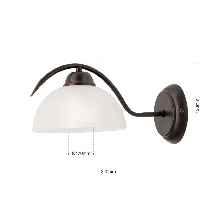 Seinävalaisin RULA 1xE27/40W/230V valkoinen/pronssi