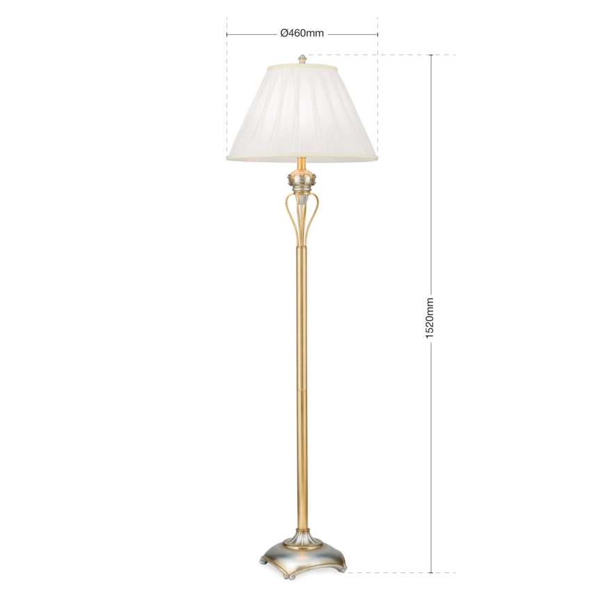 Lattialamppu TIZIA 1xE27/60W/230V valkoinen/kulta/patina