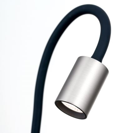 LED Joustava pöytävalaisin klipsillä KURT LED/5W/230V hopea