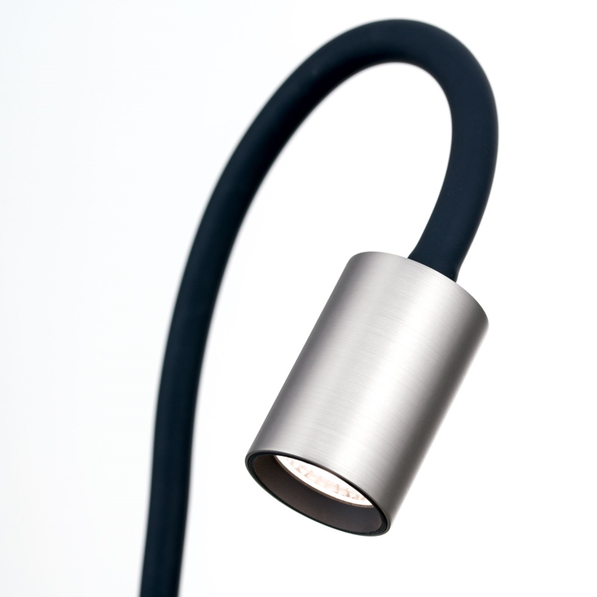 LED Joustava pöytävalaisin klipsillä KURT LED/5W/230V hopea