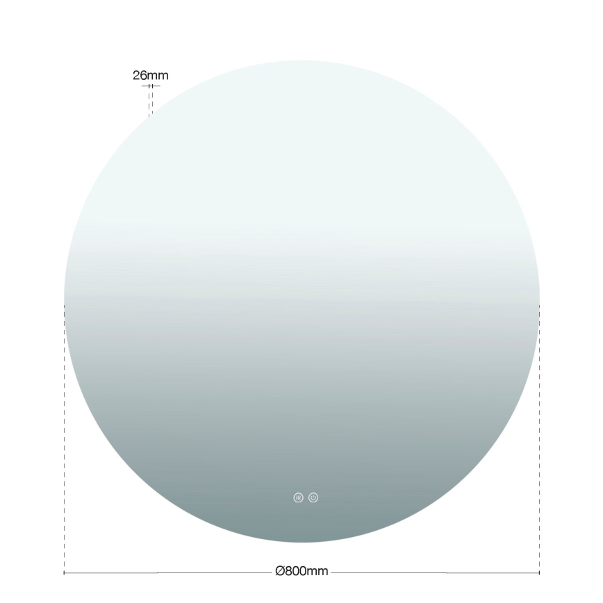 LED-kylpyhuoneen seinäpeili lämmityselementillä ja taustavalolla FOCUS LED/27W/230V 3000/4200/6000K Ø 80 cm IP44