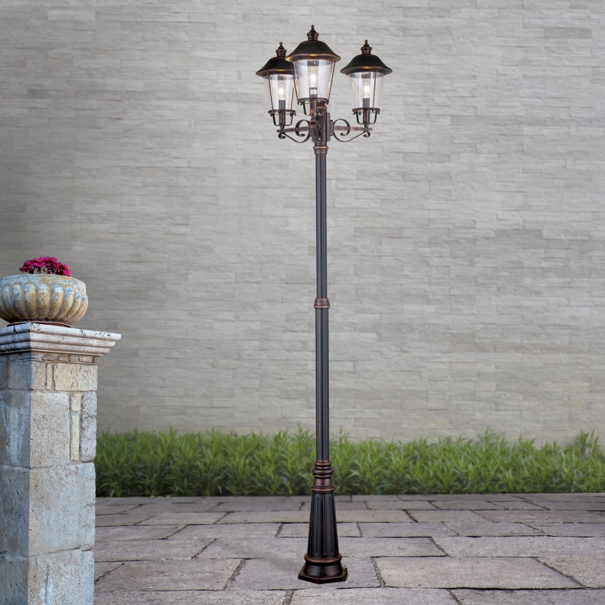 Ulkovalaisin KENZO 3xE27/100W/230V IP44 pronssi/patina