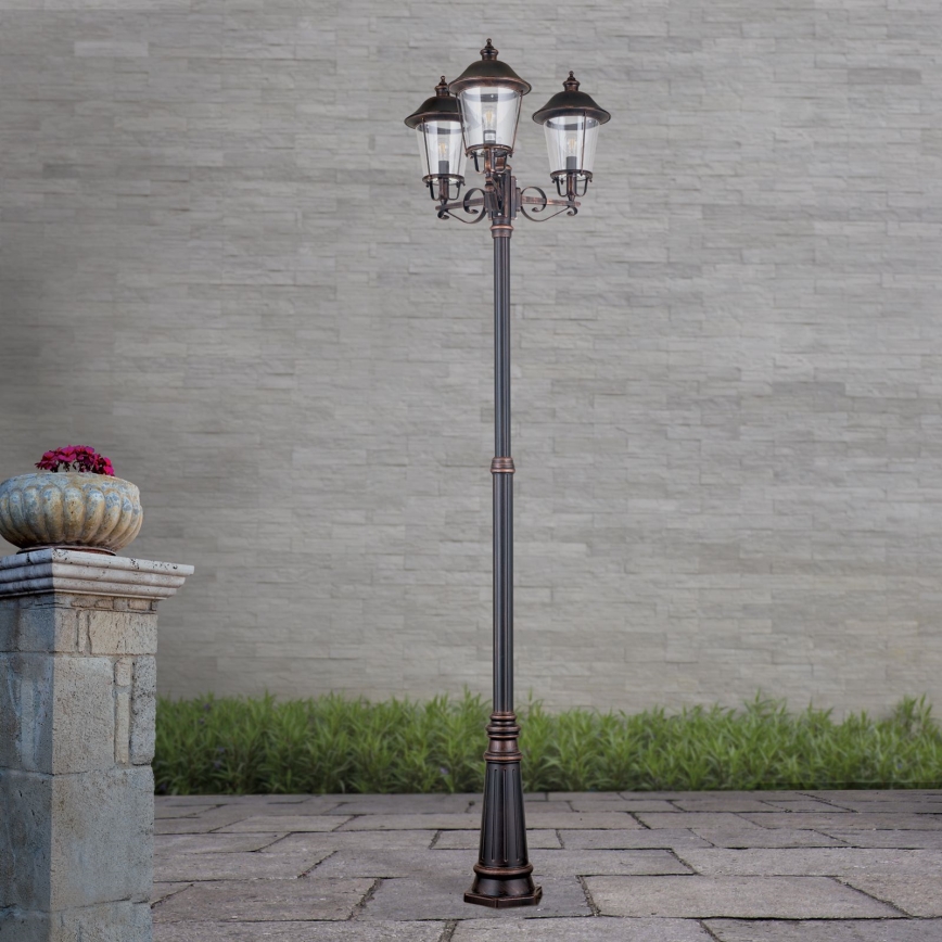 Ulkovalaisin KENZO 3xE27/100W/230V IP44 pronssi/patina