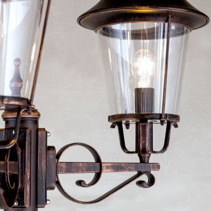 Ulkovalaisin KENZO 3xE27/100W/230V IP44 pronssi/patina