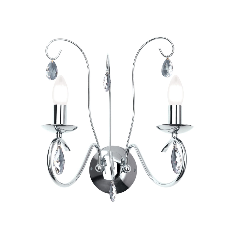 Kristalliseinävalaisin ALESSIA 2xE14/40W/230V kiiltävä kromi