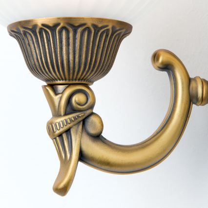 Seinävalaisin ROCCA 2xE27/60W/230V pronssi/valkoinen