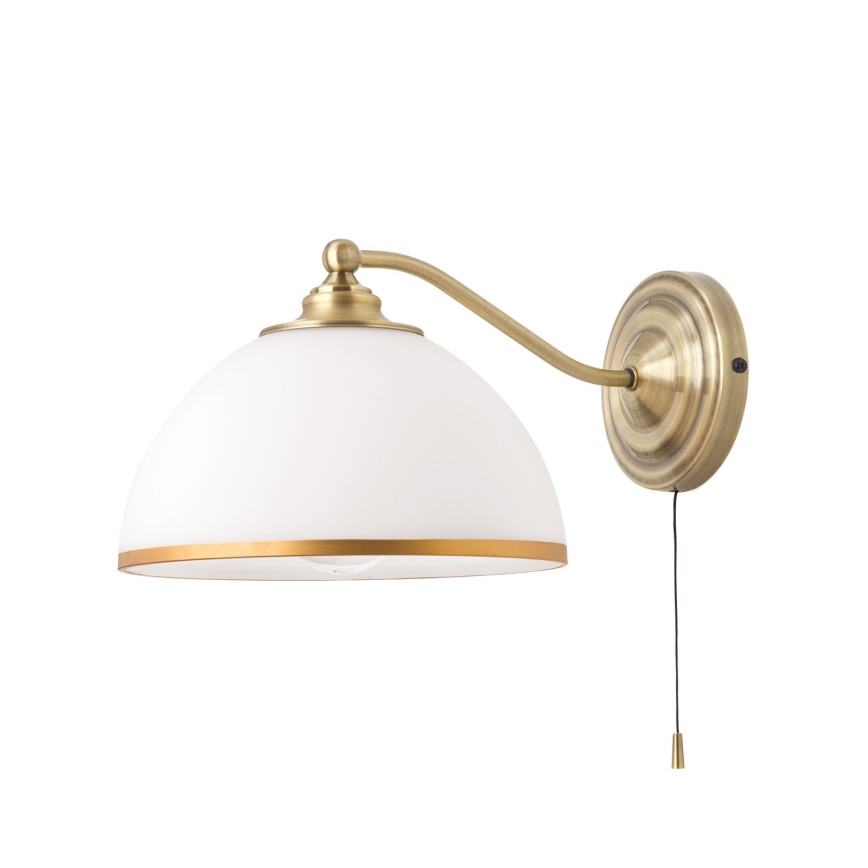 Seinävalaisin OLD LAMP 1xE27/40W/230V valkoinen/messinki