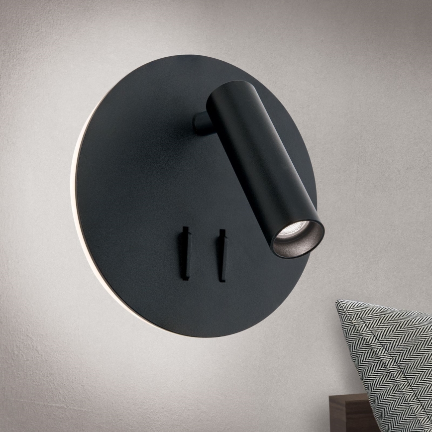 LED-seinävalaisin LENNY LED/6W/230V + LED/3W musta