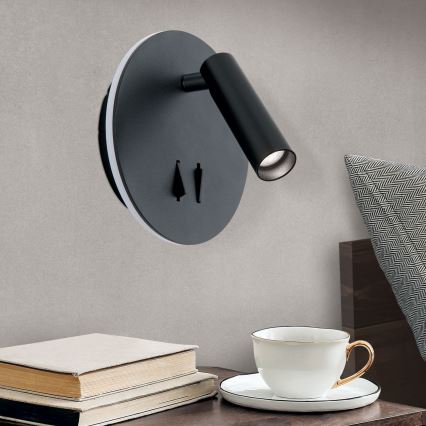 LED-seinävalaisin LENNY LED/6W/230V + LED/3W musta