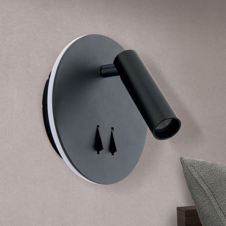 LED-seinävalaisin LENNY LED/6W/230V + LED/3W musta