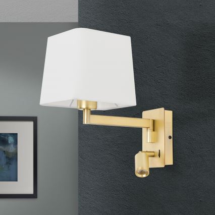 LED-seinävalaisin CARLTON 1xE27/40W/230V + LED/3W valkoinen/kulta