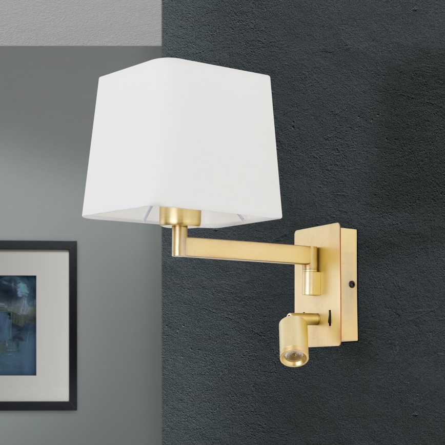 LED-seinävalaisin CARLTON 1xE27/40W/230V + LED/3W valkoinen/kulta