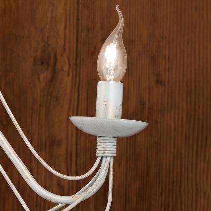 Seinävalaisin VELA 2xE14/40W/230V valkoinen/kulta/patina