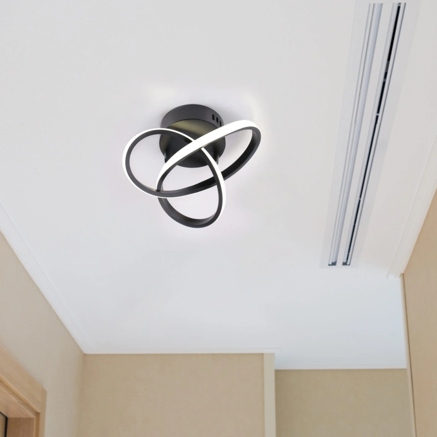 OSKAR LED -kattovalaisin, 15 W/230 V, halkaisija 25 cm, musta